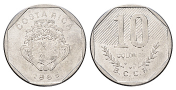 Коста-Рика 10 колонов 1985 KM 215.2 нержавеющая сталь 183-947