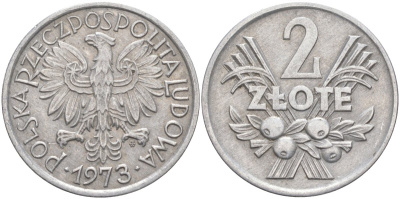 Польша 2 злотых 1973 MW KM 46 алюминий 4519-134