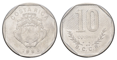 Коста-Рика 10 колонов 1985 KM 215.2 нержавеющая сталь 183-947