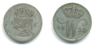 НИДЕРЛАНДЫ 10 ЦЕНТОВ 1825 B KM 53 серебро 84-1659