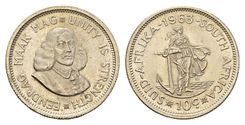 ЮАР 10 центов 1963 Ян ван Рибек KM 60 серебро aUNC 75-1733