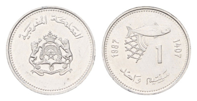 Марокко 1 сантим 1987 год-тип Y 93 алюминий UNC 4588-1216