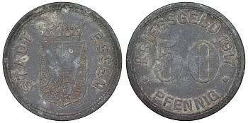 Германия, Эссен 50 пфеннигов 1917 северный Рейн-Вестфалия, нотгельд Funck 123.2 цинк 4121-422