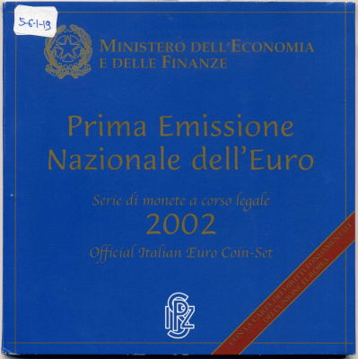 Италия евронабор из 8 монет в буклете 2002 карточка с конституцией Евросоюза    UNC  5-6-1-19