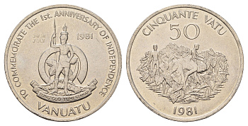 Вануату 50 вату 1981 Годовщина независимости KM 1 никель UNC 413-2614