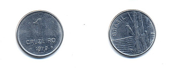 Бразилия 1 крузейро 1979 сахарный тростник KM 590 нержавеющая сталь 76-911