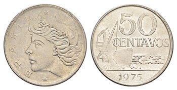Бразилия 50 сентаво 1975 KM 580b нержавеющая сталь UNC 4642-1125
