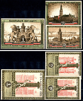 Гамбург (Гамбург) набор из 3 нотгельдов 1921 2193-1-1-2