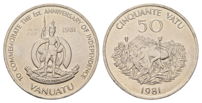 Вануату 50 вату 1981 Годовщина независимости KM 1 никель UNC 413-2614