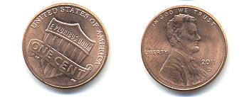 США 1 ЦЕНТ 2011 D ЛИНКОЛЬН, ЩИТ KM 469 цинк плакированный медью 86-369