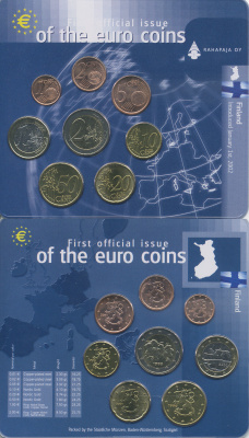 Финляндия евронабор из 8 монет 2002 официальный выпуск в пластике    UNC  3897-6-1