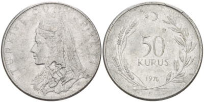 Турция 50 курушей 1976 Анатолийская невеста KM 899 нержавеющая сталь 65-633