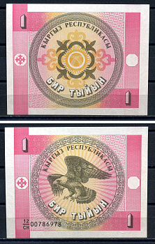Киргизия 1 тыин ND (1993) Pick 1 a бумага UNC (ПРЕСС) 8616-47-1-1