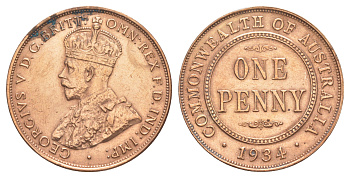 Австралия 1 пенни 1934 Георг V (1910-1936) KM 23 бронза 4645-1032