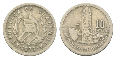 Гватемала 10 сентаво 1977 KM 277 медно-никель 4664-722