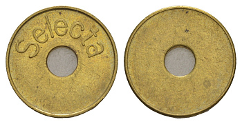 Румыния жетон - Selecta - выбор диаметр 22 мм, вес 5,7 гр латунь 4656-453