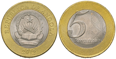 Ангола 5 кванз 2012 KM 109 биметалл UNC 4619-326