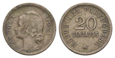 Ангола 20 сентаво 1921 KM 64 медно-никель 4127-613