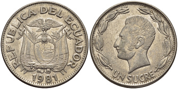 ЭКВАДОР 1 СУКРЕ 1981 АНТОНИО ХОСЕ де СУКРЕ KM 78b сталь плакированная никелем 31-415