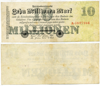 ГЕРМАНИЯ 10000000 МАРОК 1923 Pick 96 бумага 3295-59-1