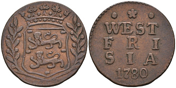 Западная Фризия (West Frisia), Нидерланды 1 дуит 1780 KM 125 медь 1528-433