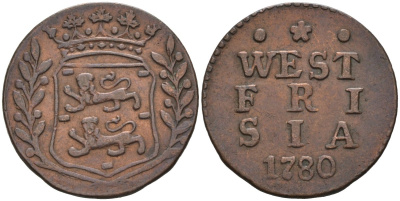 Западная Фризия (West Frisia), Нидерланды 1 дуит 1780 KM 125 медь 1528-433