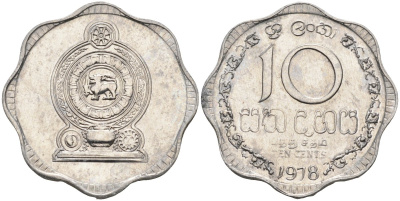 Цейлон 10 центов 1978 KM 140 a алюминий 4592-236