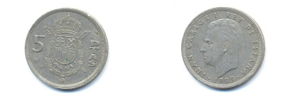 Испания 5 песет 1983 Хуан Карлос I (1975-2014) KM 823 медно-никель 54-1913