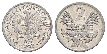 Польша 2 злотых 1974 Y 46 алюминий UNC 4626-731