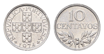 Португалия 10 сентаво 1974 KM 594 алюминий UNC 4679-529