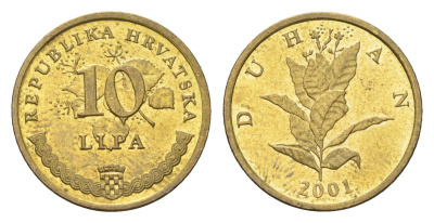 Хорватия 10 лип 2001 нечетный год KM 6 сталь плакированная латунью UNC 4659-715