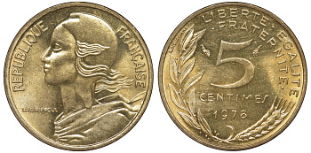 Франция 5 сантимов 1978 KM 933 медь алюминий никель 4596-338