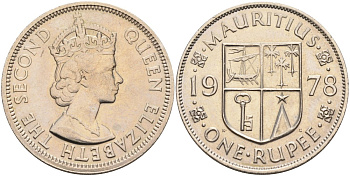 Маврикий 1 рупия 1978 Елизавета II (1952-) KM 35 медно-никель aUNC 4587-732