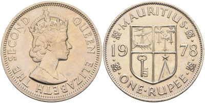 Маврикий 1 рупия 1978 Елизавета II (1952-) KM 35 медно-никель aUNC 4587-732