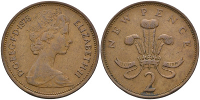 Великобритания 2 пенса 1978 Елизавета II (1952-2022) KM 916, Spink 4235 (C1) бронза 4116-736
