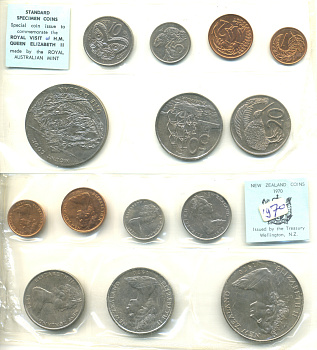 Новая Зеландия официальный набор из 7 монет 1970 включая 1 доллар 1970 гора Кука, Аораки, запайка, сертификат KM MS7 UNC  1-6-2-03