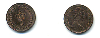 Великобритания 1/2 пенни 1971 Елизавета II (1952-2022) KM 914, Spink 4239 бронза 83-445