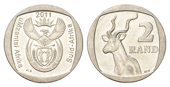 ЮАР 2 ранда 2011 KM 505 медь плакированная никелем UNC 4628-315