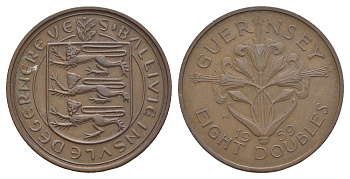 Гернси 8 дублей (даблов) 1959 KM 16 бронза 4545-913