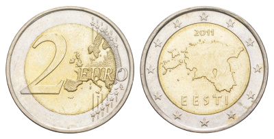 Эстония 2 евро 2011 KM 68 биметалл UNC 4629-435