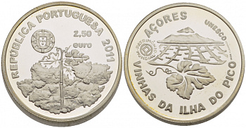 Португалия 2 1/2 евро 2011 серия ЮНЕСКО, Азоры серебро PROOF 11-041-24