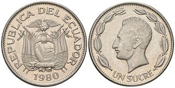 Эквадор 1 сукре 1980 KM 78b сталь плакированная никелем aUNC 4511-453