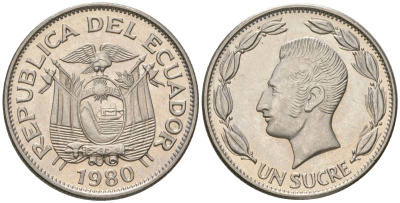 Эквадор 1 сукре 1980 KM 78b сталь плакированная никелем aUNC 4511-453