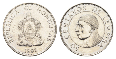 Гондурас 50 сентаво 1991 KM 84a.1 сталь плакированная никелем 4666-736