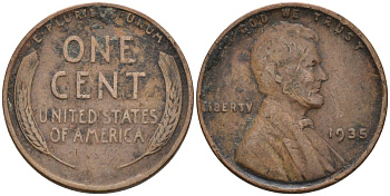 США 1 цент 1935 Линкольн KM 132 бронза 4115-762