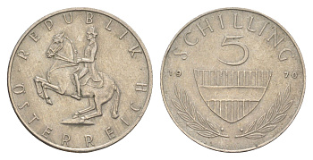 Австрия 5 шиллингов 1970 KM 2889a медно-никель 4551-432