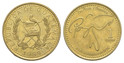 Гватемала 1 кетсаль 1999 KM 284 никель латунь 4638-326