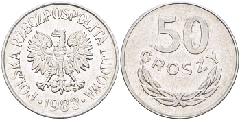 ПОЛЬША 50 ГРОШЕЙ 1983 MW KM 48.1, Parchimowicz 210p алюминий 216-915