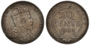 Ньюфаундленд 50 центов 1904 Н, Эдуард VII (1901-1910) KM 11 серебро 4044-823
