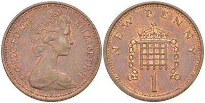 Великобритания 1 пенни 1971 Елизавета II (1952-2022) KM 915, Spink 4237 (B1) бронза 112-1012